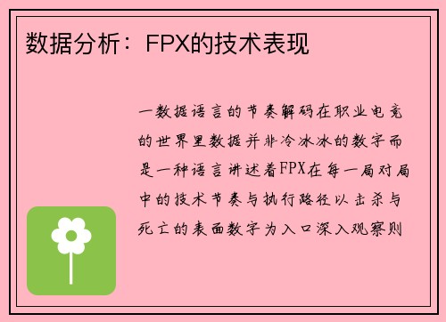 数据分析：FPX的技术表现